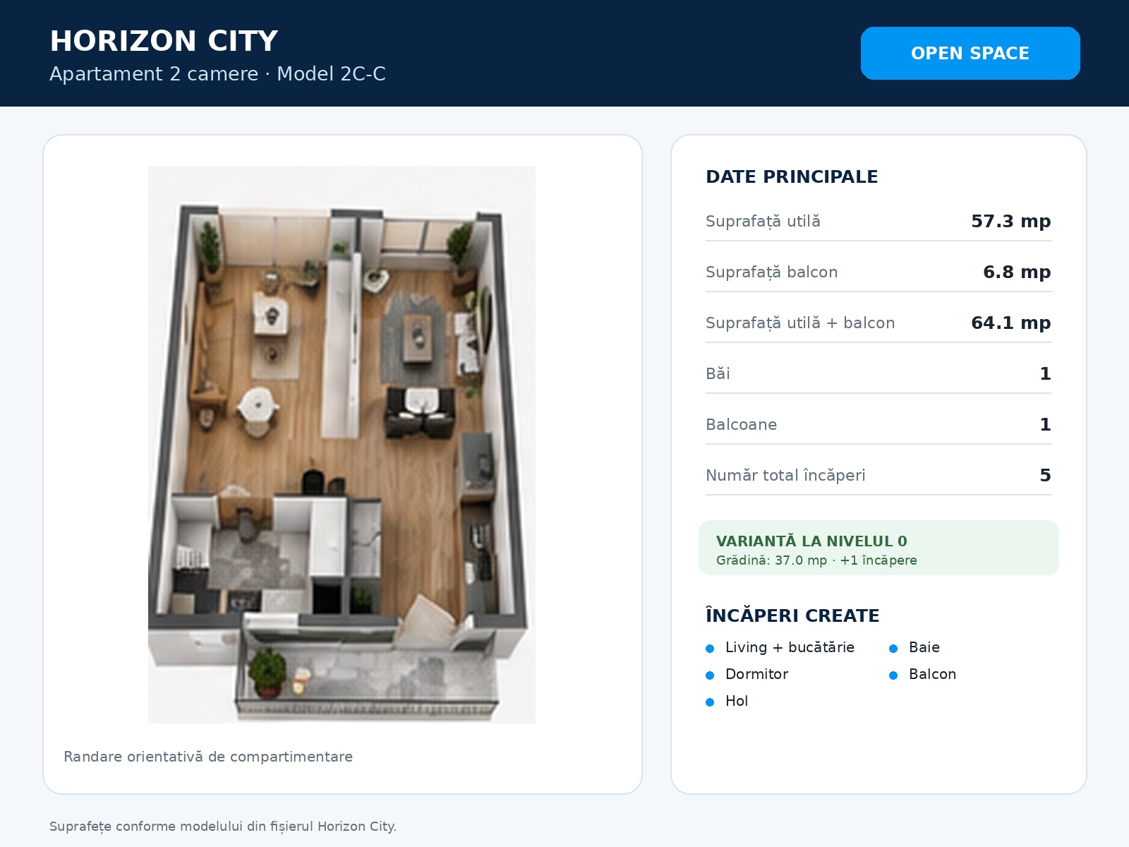 Apartament 2 camere 2C-C Horizon City